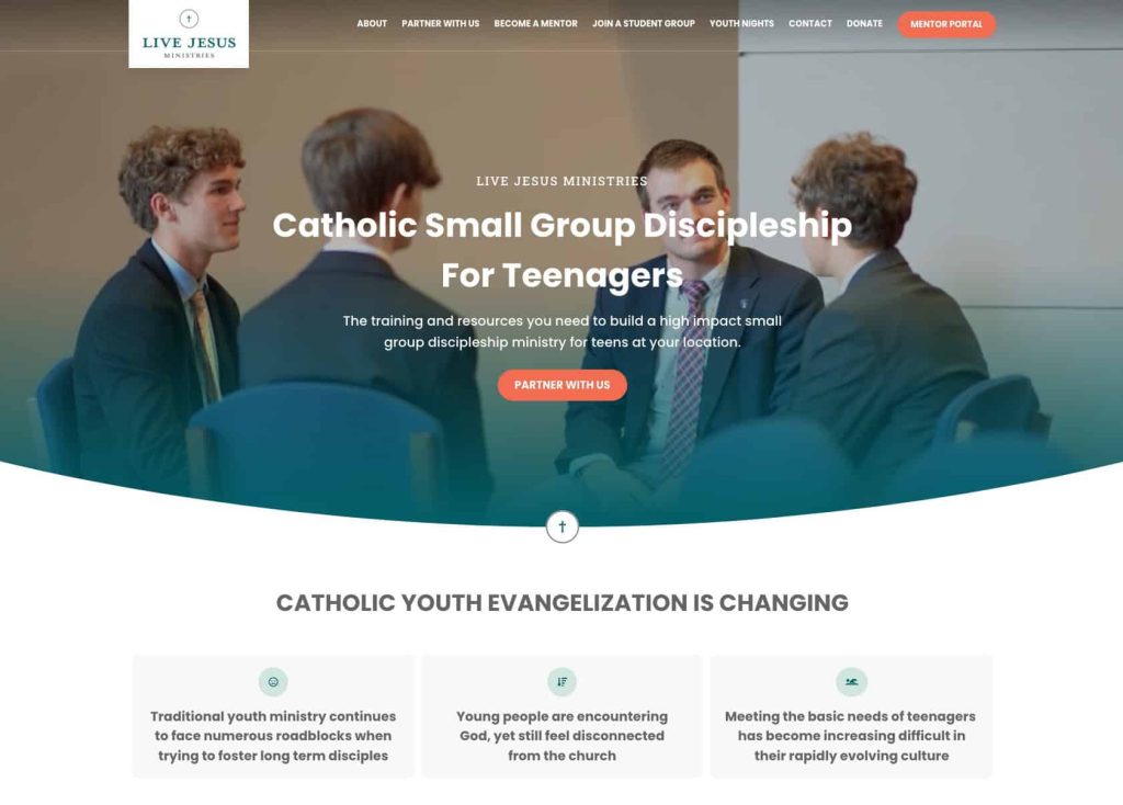 Live Jesus Ministries homepage hero section