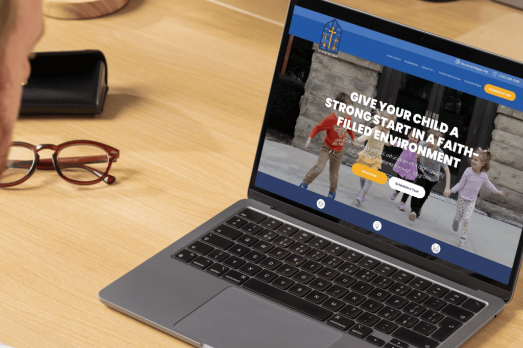 Sts. Peter & Paul website homepage on laptop