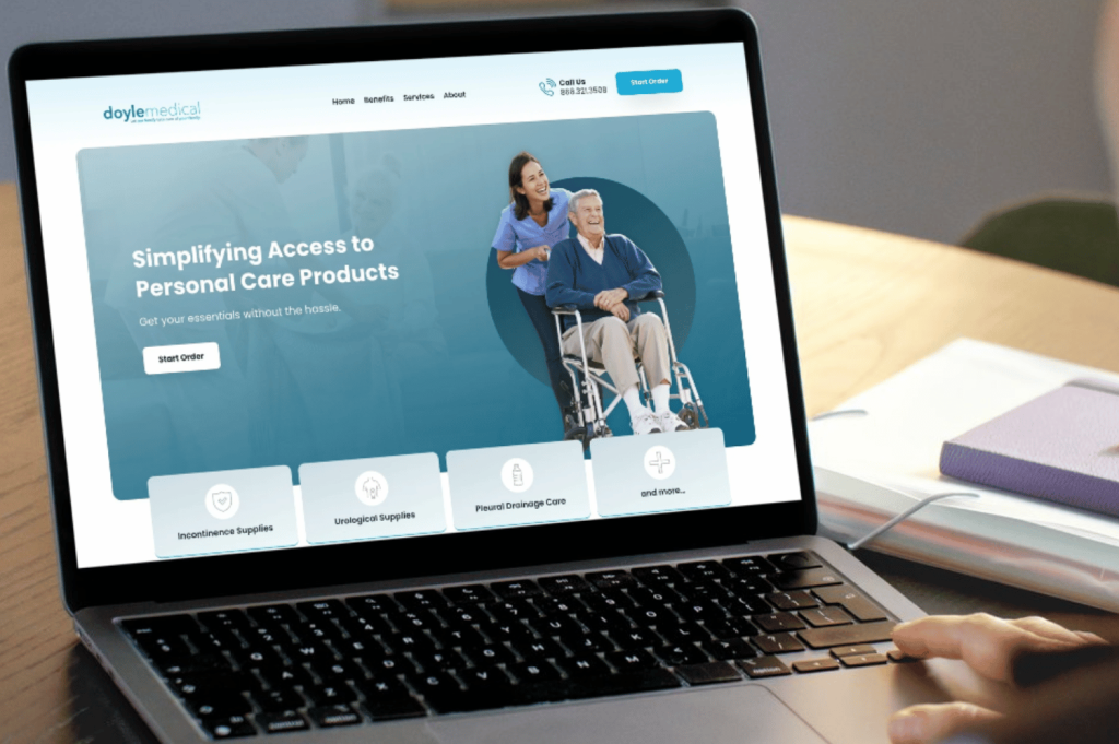 Doyle Medical website homepage on laptop