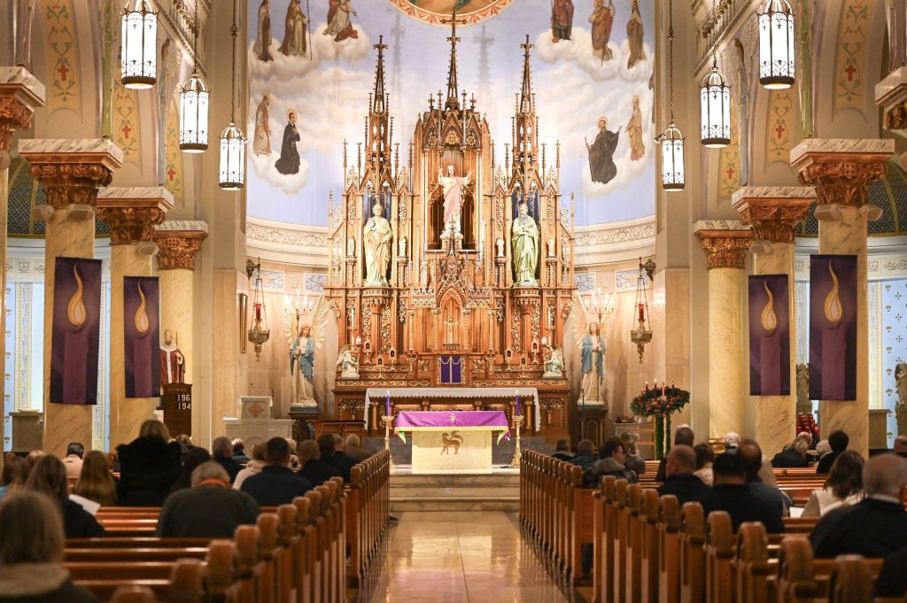 beautiful catholic church during Sunday Mass